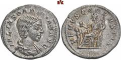 ROMAN COINS MÜNZEN DER RÖMISCHEN KAISERZEIT Antoninus IV. Elagabal, 218-222 für Julia Soaemias. AR-Denar, Rom; 2,86 g. Drapierte Büste r.//Venus sitzt l. mit Apfel und Zepter, davor Kind. BMC 55; Coh.