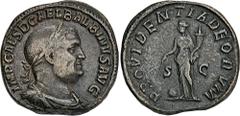 ROMAN COINS ROMAN COINS MÜNZEN DER RÖMISCHEN KAISERZEIT Balbinus, 238. Æ-Sesterz, Rom; 24,02 g. Drapierte Büste r. mit Lorbeerkranz//Providentia steht l. mit Stab und Füllhorn, davor Globus. BMC 34; C