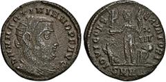 ROMAN COINS ROMAN COINS MÜNZEN DER RÖMISCHEN KAISERZEIT Martinianus, 324. Æ-Follis, Nicomedia, 4. Offizin; 2,88 g. Drapierte Büste r. mit Strahlenbinde//Jupiter steht l. mit Victoria auf Globus und Ze