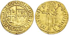 EUROPEAN COINS AND MEDALS EUROPEAN COINS AND MEDALS FRANKREICH/FEODALES PROVENCE Jeanne de Naples nach dem Tod von Louis I, 1362-1382. Florin d'or o. J., 2. Typ, Tarascon. 3 g. Wappen von Jerusalem un