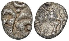 CELTIC COINS GERMANIA VINDELIKER. AR-Quinar (Büschelquinar), 1. Jahrhundert v. Chr.; 1,98 g. Wirbel//Pferd l. Kellner Gruppe C; Slg. Flesche vergl. 370 f. R Knapper Schrötling, Revers etwas dezentrier