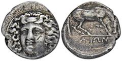 GREEK COINS THESSALIA LARISSA. AR-Drachme, 356/342 v. Chr.; 5,72 g. Nymphenkopf fast v. v.//Pferd grast r. Herrmann vergl. Tf. V, 5; Lorber in SNR 79 Phase L-III; Slg. BCD 316 ff. Feine Tönung, leicht