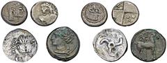 GREEK COINS LOTS Griechisches Kleinsilber: Enthalten sind je eine Hemidrachme von Phasis (Colchis, Hind 7) und Chersonesos (Thracia, Grose/McClean 4093) und ein Tetrobol des Trbbenimi (Lycia, SNG v. A