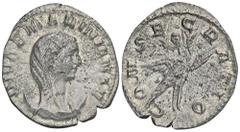 ROMAN COINS MÜNZEN DER RÖMISCHEN KAISERZEIT Valerianus, 253-260 für Diva Mariniana. AR-Antoninian, Viminacium; 2,76 g. Drapierte Büste r. mit Schleier auf Mondsichel//Pfau fliegt r. mit Diva. MIR 850 
