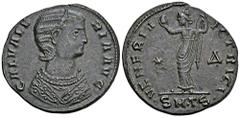 ROMAN COINS MÜNZEN DER RÖMISCHEN KAISERZEIT Maximianus II. Galerius, 293-311 für Galeria Valeria. Æ-Follis, 308/310, Thessalonica, 4. Offizin; 6,96 g. Drapierte Büste r. mit Diadem//Venus steht l. mit