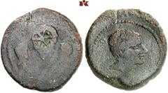 DIE SAMMLUNG DR. W. R., TEIL 7 AFRICA. BYZACIUM. Æ, 8/7 BC, ACHULLA, Augustus, 27 BC-AD 14, with Gaius and Lucius Caesar, Proconsul Publius Quinctilius Varus, 28 mm, 18.27 g. [AVG PO]N[T MAX – C L], b