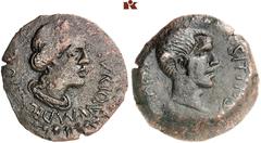 DIE SAMMLUNG DR. W. R., TEIL 7 AFRICA. NUMIDIA. Æ, reign of Augustus, 27 BC-AD 14, CIRTA, P. Sittius Mugonianus, Quattuorvir, 25 mm, 7.22 g. [DE]CVRIONVM DECRETO D(e) [S(ua) P(ecunia)], draped female 