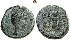 DIE SAMMLUNG DR. W. R., TEIL 7 ASIA. AEOLIS. Æ, 6/5 BC, TEMNOS, Proconsul C. Asinius Gallus and local magistrate Apollas, son of Phainias, 19 mm, 6.66 g. [KAICA]P CЄBACTOC ΠΛOVCIAC YΠAT[HAC], barhäupt