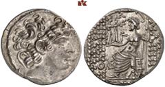 DIE SAMMLUNG DR. W. R., TEIL 7 SYRIA. AR, tetradrachm, 57-55 BC, ANTIOCHIA, Proconsul Aulus Gabinius in the name and types of the Seleucid king Philippos I Philadelphos, 26 mm, 14.89 g. Diademed head 