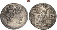 DIE SAMMLUNG DR. W. R., TEIL 7 SYRIA. AR, tetradrachm, year 3 of the Caesarean Era (= 47/46 BC), ANTIOCHIA, in the name and types of the Seleucid king Philippos I. Philadelphos, 27 mm, 15.55 g. Diadem