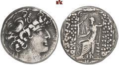 DIE SAMMLUNG DR. W. R., TEIL 7 SYRIA. AR, tetradrachm, year 8 of the Caesarean Era (= 42/41 BC), ANTIOCHIA, in the name and types of the Seleucid king Philippos I Philadelphos, 26 mm, 14.85 g. Diademe
