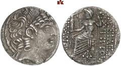 DIE SAMMLUNG DR. W. R., TEIL 7 SYRIA. AR, tetradrachm, year 25 of the Caesarean Era (=25/24 BC), ANTIOCHIA, Proconsul M. Terentius Varro, in the name and types of the Seleucid king Philippos I Philade