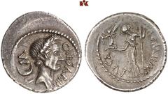 DIE SAMMLUNG DR. W. R., TEIL 8 IMPERATORISCHE PRÄGUNGEN. C. Julius Caesar und seine Verbündeten. C. Julius Caesar, † 44 v. Chr.: Prägungen zu Lebzeiten. AR-Denar, 44 v. Chr., Rom, L. Aemilius Buca; 3,