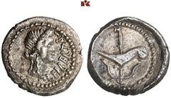 DIE SAMMLUNG DR. W. R., TEIL 8 IMPERATORISCHE PRÄGUNGEN. Die Caesarmörder und ihre Verbündeten. M. Iunius (Q. Servilius Caepio) Brutus. AR-Quinar, 42 v. Chr., Lagermünzstätte in Kleinasien oder Nordgr