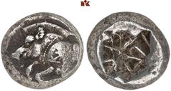 GRIECHISCHE MÜNZEN LYCIA. Frühdynastische Prägungen. AR-Stater, 500/460 v. Chr., unbestimmte Münzstätte; 9,41 g. Eberprotome l., auf der Schulter KV//Unregelmäßiges Quadratum incusum. Babelon, Traité 