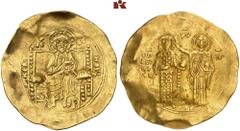 BYZANTINISCHE MÜNZEN BYZANZ. Johannes II., 1118-1143. AV-Hyperpyron (Scyphat), 1137/1143, Constantinopolis; 4,47 g. Christus thront v. v.//Maria krönt Kaiser. DOC 3 a; Sear 1940. Flachgedrückt und gew