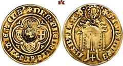 GERMAN COINS AND MEDALS LÜBECK STADT Goldgulden (Florin d'or) o. J., des Bistums Utrecht, geprägt unter der Regentschaft von Friedrich von Blankenheim (1394-1423), mit Gegenstempel von Lübeck auf der 