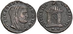ROMAN COINS MÜNZEN DER RÖMISCHEN KAISERZEIT Maxentius, 306-312 für Divus Constantius I. Æ-Follis, 307/308, Ticinum, 3. Offizin; 5,58 g. Kopf r. mit Schleier//Grabmonument, darauf Adler r., zurückblick