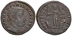 ROMAN COINS MÜNZEN DER RÖMISCHEN KAISERZEIT Martinianus, 324. Æ-Follis, Nicomedia, 4. Offizin; 2,88 g. Drapierte Büste r. mit Strahlenbinde//Jupiter steht l. mit Victoria auf Globus und Zepter, davor 
