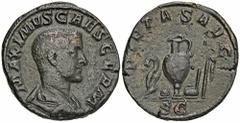 ROMAN COINS MÜNZEN DER RÖMISCHEN KAISERZEIT Maximinus I. Thrax, 235-238 für Maximus. Æ-Sesterz, 236/237, Rom; 20,31 g. Drapierte Büste r.//Priestergeräte. BMC 204; Coh. 7; RIC 11. Etwas geglättet, min