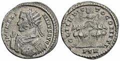 ROMAN COINS MÜNZEN DER RÖMISCHEN KAISERZEIT Maximinus II. Daia, 305-313. B-Argenteus, 313/315, Treveri, 16. Emission; 3,07 g. Drapierte Büste l. mit Globus, erhobener Rechten und Strahlenbinde//Sol in