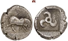 DIE SAMMLUNG DR. KAYA SAYAR, TEIL I - LYKIEN, PAMPHYLIEN UND KILIKIEN LYCIA. Prä- und protodynastische Prägungen. Unbestimmter Dynast AR-Stater, nach 460 v. Chr., unbestimmte Münzstätte; 8,28 g. Eber 