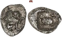 DIE SAMMLUNG DR. KAYA SAYAR, TEIL I - LYKIEN, PAMPHYLIEN UND KILIKIEN LYCIA. Prä- und protodynastische Prägungen. Unbestimmter Dynast AR-Stater, 480/460 v. Chr., unbestimmte Münzstätte; 8,70 g. Sphinx