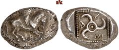 DIE SAMMLUNG DR. KAYA SAYAR, TEIL I - LYKIEN, PAMPHYLIEN UND KILIKIEN LYCIA. Prä- und protodynastische Prägungen. Jna AR-Stater, 480/460 v. Chr., unbestimmte Münzstätte; 9,70 g. Pegasos fliegt r.//In 