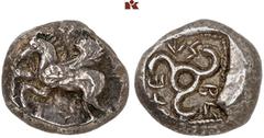 DIE SAMMLUNG DR. KAYA SAYAR, TEIL I - LYKIEN, PAMPHYLIEN UND KILIKIEN LYCIA. Prä- und protodynastische Prägungen. Esbehi AR-Stater, 480/460 v. Chr., unbestimmte Münzstätte; 9,10 g. Pegasos fliegt l.//