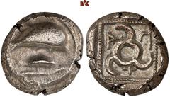 DIE SAMMLUNG DR. KAYA SAYAR, TEIL I - LYKIEN, PAMPHYLIEN UND KILIKIEN LYCIA. Prä- und protodynastische Prägungen. Tha(...) AR-Stater, 480/460 v. Chr., Zagaba (?); 9,92 g. Delphin r. über Fisch//In Inc