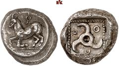 DIE SAMMLUNG DR. KAYA SAYAR, TEIL I - LYKIEN, PAMPHYLIEN UND KILIKIEN LYCIA. Dynastische Prägungen. Kuprilli AR-Stater, 470/440 v. Chr., Limyra; 9,91 g. Rundschild, darauf Ziegebock l., oben Diskelis/
