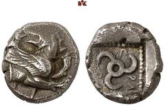 DIE SAMMLUNG DR. KAYA SAYAR, TEIL I - LYKIEN, PAMPHYLIEN UND KILIKIEN LYCIA. Dynastische Prägungen. Kuprilli AR-Diobol, 470/440 v. Chr., unbestimmte Münzstätte; 1,12 g. Greifenprotome r., zurückblicke