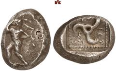 DIE SAMMLUNG DR. KAYA SAYAR, TEIL I - LYKIEN, PAMPHYLIEN UND KILIKIEN LYCIA. Dynastische Prägungen. Wekhssere I AR-Stater, 440/430 v. Chr., unbestimmte Münzstätte (Telmessos?); 8,41 g. Herakles geht l