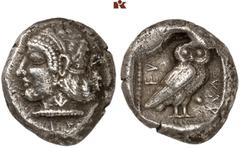 DIE SAMMLUNG DR. KAYA SAYAR, TEIL I - LYKIEN, PAMPHYLIEN UND KILIKIEN LYCIA. Dynastische Prägungen. Kheriga AR-Stater, 440/430 v. Chr., Phellos; 9,77 g. Weiblicher Kopf l.//In Incusum: Eule steht r., 