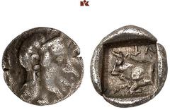 DIE SAMMLUNG DR. KAYA SAYAR, TEIL I - LYKIEN, PAMPHYLIEN UND KILIKIEN LYCIA. Dynastische Prägungen. Kherei AR-Obol, 430/410 v. Chr., unbestimmte Münzstätte (Xanthos?); 0,68 g. Athenakopf r. mit attisc