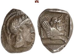 DIE SAMMLUNG DR. KAYA SAYAR, TEIL I - LYKIEN, PAMPHYLIEN UND KILIKIEN LYCIA. Dynastische Prägungen. Kherei AR-Hemidrachme, 430/410 v. Chr., unbestimmte Münzstätte (Xanthos?); 2,01 g. Athenakopf r. mit