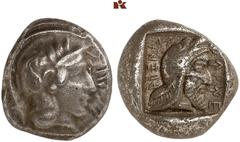 DIE SAMMLUNG DR. KAYA SAYAR, TEIL I - LYKIEN, PAMPHYLIEN UND KILIKIEN LYCIA. Dynastische Prägungen. Kherei AR-Stater, 430/410 v. Chr., Xanthos; 8,63 g. Athenakopf r. mit attischem Helm//In Incusum: Ko