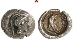 DIE SAMMLUNG DR. KAYA SAYAR, TEIL I - LYKIEN, PAMPHYLIEN UND KILIKIEN LYCIA. Dynastische Prägungen. Kherei AR-Obol, 430/410 v. Chr., Pinara; 0,72 g. Athenakopf r. mit attischem Helm//In rundem Incusum