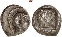DIE SAMMLUNG DR. KAYA SAYAR, TEIL I - LYKIEN, PAMPHYLIEN UND KILIKIEN LYCIA. Dynastische Prägungen. Kherei AR-Stater, 430/410 v. Chr., Telmessos; 8,53 g. Athenakopf r. mit attischem Helm//In Incusum: 
