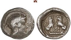 DIE SAMMLUNG DR. KAYA SAYAR, TEIL I - LYKIEN, PAMPHYLIEN UND KILIKIEN LYCIA. Dynastische Prägungen. Wekhssere II. als Wakhssepddimi oder Wakhssepdimi AR-Diobol, 400/380 v. Chr., Tlos; 1,36 g. Athenako