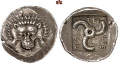 DIE SAMMLUNG DR. KAYA SAYAR, TEIL I - LYKIEN, PAMPHYLIEN UND KILIKIEN LYCIA. Dynastische Prägungen. Aruwatijesi AR-Stater, 390/370 v. Chr., unbestimmte Münzstätte (Zagaba?); 9,60 g. Löwenmaske v. v.//