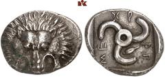 DIE SAMMLUNG DR. KAYA SAYAR, TEIL I - LYKIEN, PAMPHYLIEN UND KILIKIEN LYCIA. Dynastische Prägungen. Mithrapata AR-Stater, 390/370 v. Chr., unbestimmte Münzstätte (Phellos oder Zagaba?); 9,74 g. Löwenm