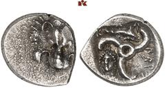 DIE SAMMLUNG DR. KAYA SAYAR, TEIL I - LYKIEN, PAMPHYLIEN UND KILIKIEN LYCIA. Dynastische Prägungen. Perikle AR-Tetrobol, 380/360 v. Chr., unbestimmte Münzstätte (Phellos?); 3,05 g. Löwenmaske v. v.//I