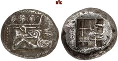 DIE SAMMLUNG DR. KAYA SAYAR, TEIL I - LYKIEN, PAMPHYLIEN UND KILIKIEN LYCIA. Prägungen lykischer Städte. PHASELIS AR-Stater, 520/480 v. Chr.; 10,66 g. Prora in Form eines Eberkopfes r.//Vielfach getei