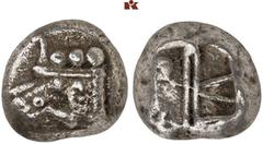 DIE SAMMLUNG DR. KAYA SAYAR, TEIL I - LYKIEN, PAMPHYLIEN UND KILIKIEN LYCIA. Prägungen lykischer Städte. PHASELIS AR-Stater, 500/480 v. Chr.; 10,67 g. Prora in Form eines Eberkopfes l.//Durch Doppelli
