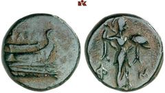 DIE SAMMLUNG DR. KAYA SAYAR, TEIL I - LYKIEN, PAMPHYLIEN UND KILIKIEN LYCIA. Prägungen lykischer Städte. PHASELIS Æs, 220/190 v. Chr.; 3,24 g. Prora r.//Athena Promachos steht r. mit Speer und Schild.