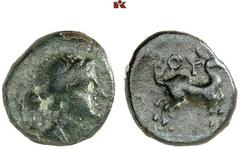 DIE SAMMLUNG DR. KAYA SAYAR, TEIL I - LYKIEN, PAMPHYLIEN UND KILIKIEN LYCIA. Prägungen lykischer Städte. BUBON Æs, 1. Jahrhundert v. Chr.; 0,86 g. Drapierte Büste der Artemis r., über der Schulter Köc