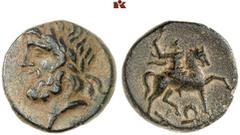 DIE SAMMLUNG DR. KAYA SAYAR, TEIL I - LYKIEN, PAMPHYLIEN UND KILIKIEN LYCIA. Prägungen lykischer Städte. CHOMA Æs, 2./1. Jahrhundert v. Chr.; 3,41 g. Zeuskopf l. mit Lorbeerkranz//Reitergott Kakasbos 