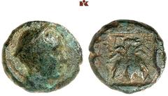 DIE SAMMLUNG DR. KAYA SAYAR, TEIL I - LYKIEN, PAMPHYLIEN UND KILIKIEN LYCIA. Prägungen lykischer Städte. TELMESSOS Æs, 2./1. Jahrhundert v. Chr.; 1,33 g. Hermeskopf r. mit Petasos//In Incusum: Fliege.