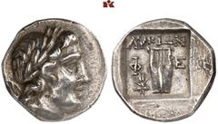 DIE SAMMLUNG DR. KAYA SAYAR, TEIL I - LYKIEN, PAMPHYLIEN UND KILIKIEN LYCIA. Prägungen der lykischen Liga. Periode II: Silbermünzen. PHELLOS AR-Drachme, 167/81 v. Chr.; 2,85 g. Apollokopf r. mit Lorbe